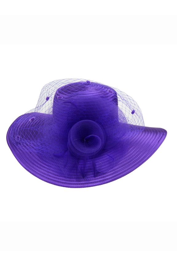 Braid Hat w/ Mesh Floral Center - Purple