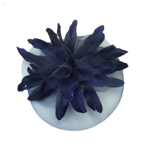 Chic Headwear Large Derby Statement Veil Fascinator - Navy