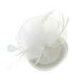thumbnail image 1 of Chic Headwear Mesh Feathered Flower 50s Mini Hat - Ivory, 1 of 1