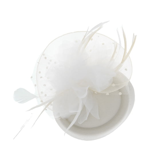 Chic Headwear Mesh Feathered Flower 50s Mini Hat - Ivory