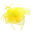thumbnail image 1 of Chic Headwear Mesh Floral Feather Cap Fascinator - Yellow, 1 of 1