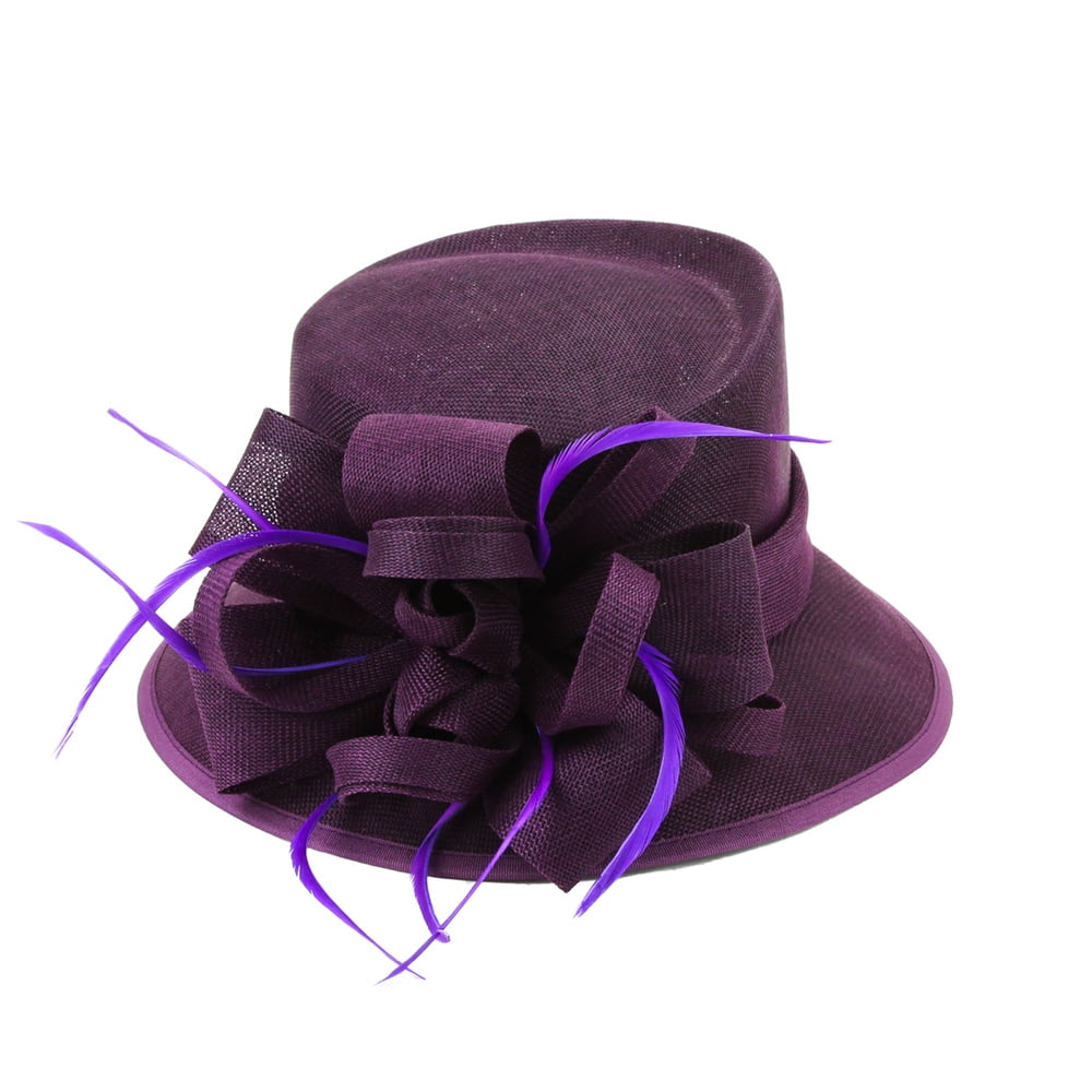 Chic Headwear Small Brim Derby Flax Fabric Hat - Purple  display picture 1