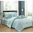 thumbnail image 1 of Chic Home  10 Piece Lear Reversible Bed Bag Ruffled Pinch Pleat Motif Pattern Print Complete Bedding Set, Aqua Blue, 1 of 1