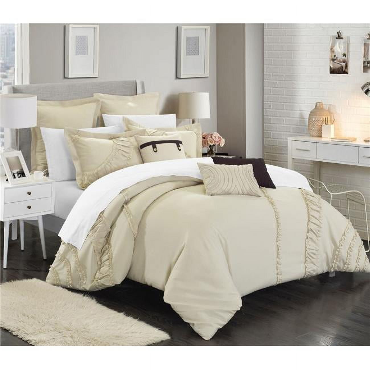 Chic Home 12 Piece Zelma New Linen Fabric Collection Oversized