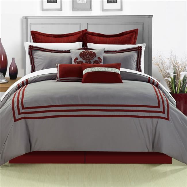 Chic Home 126-154-Q-11-US Cosmo Red Queen 12 Piece Bed in a Bag ...