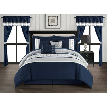 Chic Home 20 Piece Comforter Sets, Queen with Sham, Decorative Pillow, Flat Sheet, Fitted Sheet, Pillowcase, Panel, Bed Skirt, Valance, Ties