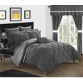 thumbnail image 1 of Chic Home 20-Piece Potterville Complete Bed room in a bag super set. Pinch pleated design REVERSIBLE Chevron pattern Comforter Set, Sheets Set, window treatments and decorative pillows. Queen Grey, 1 of 2