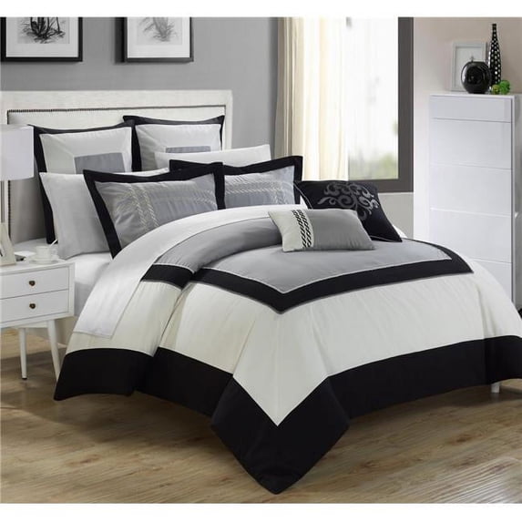 Chic Home 245CK106-BIB-US 11 Piece Bohemia King Bed in a Bag Comforter Set, Grey with Sheet Set