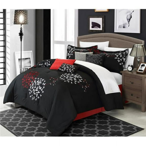 Chic Home 25CQ112-US Elaina Oversized & Overfilled Heavy Embroidery Contemporary Comforter Set with Shams & Decorative Pillows - Queen - 8 Piece