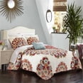thumbnail image 1 of Chic Home 4 Piece Rouen Large Scale Paisley Bohemian Reversible Printed with Embroidered Details. Queen Quilt Set Red, 1 of 4