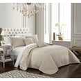 thumbnail image 1 of Chic Home 5-Piece Pamelia Quilted Flor De Lis Patterned REVERSIBLE Printed Quilt Set, Shams and Decorative Pillows included, 1 of 6