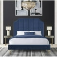 thumbnail image 1 of Chic Home  57.75 x 82 x 87 in. Avril Platform Bed Frame with Velvet Upholstered Vertical Channel Quilted Headboard, Navy - King Size, 1 of 1