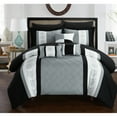 thumbnail image 1 of Chic Home 8/10 Piece Adam Pintuck Pieced Color Block Embroidery Bed In a Bag Comforter Set With sheet set, 1 of 5