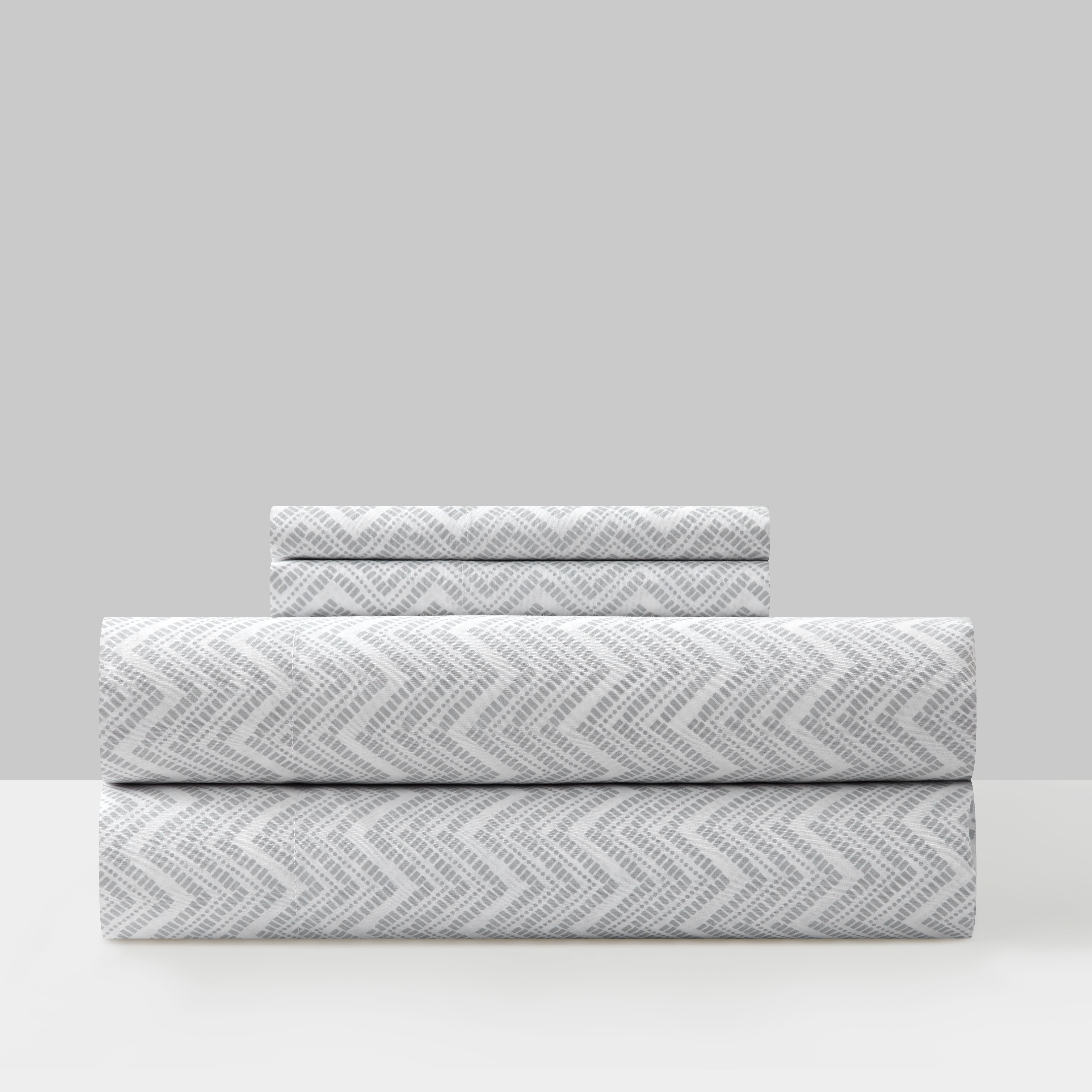 Gray Chevron Queen Cotton Microfiber Sheet Set
