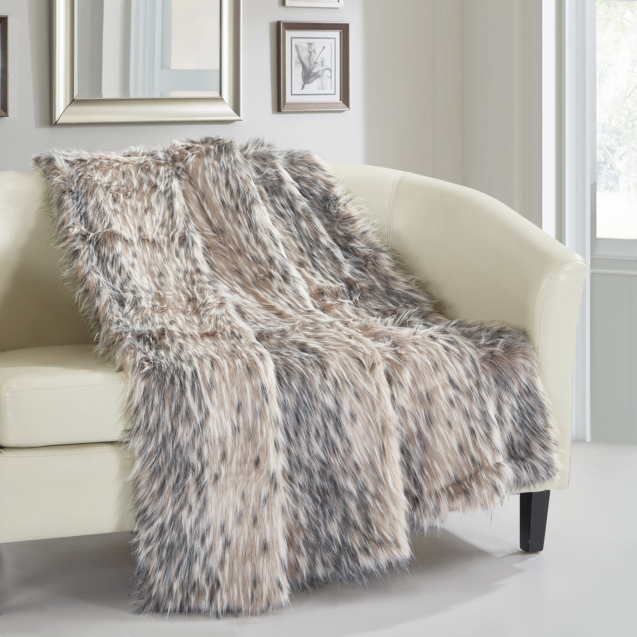 Silver fur throw hot sale