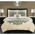 thumbnail image 1 of Chic Home Amina 8-Piece Reversible Paisley Comforter Set, Queen, Beige, 1 of 2