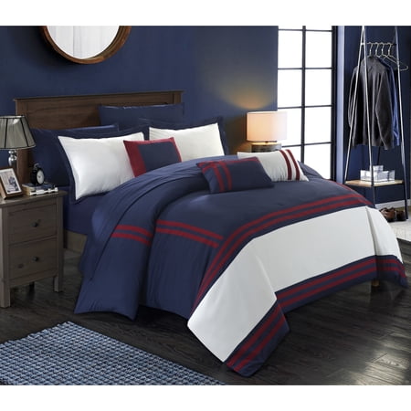 Chic Home Annabel Comforter Set, Oversized Casual Microfiber Geometric Patchwork, King (10 Count)