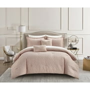 Chic Home Ansel 9-Piece Jacquard Comforter Set, King, Blush