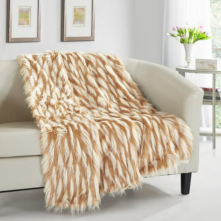 1pc Camel-colored Long Cushion With Furry Ball Decoration