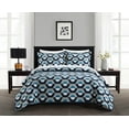 thumbnail image 1 of Chic Home Arthur 3 Piece Quilt Set Contemporary Geometric Hexagon Pattern Print Design Bedding - Pillow Shams Included, King, Blue, 1 of 2