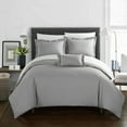 thumbnail image 1 of Chic Home Astrid 4-Piece Solid Color Duvet Cover Set, Queen, Grey, 1 of 2