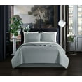 thumbnail image 1 of Chic Home Atasha Box Stitched Design Bed In A Bag Quilt Set - Queen 90x90", Grey, 1 of 6