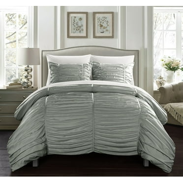 Chic Home Aurora 5-Piece Ruched Comforter Set, Twin, Grey