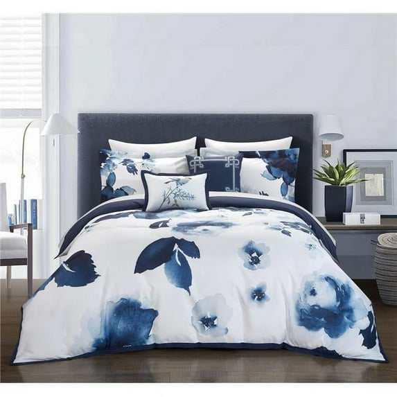 Chic Home BCS15709-US 5 Piece Butchart Gardens Comforter Set, Blue - King Size