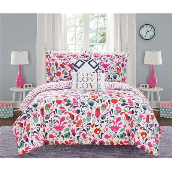 Chic Home BCS18960-US 9 Piece Helmsley Garden Reversible Comforter Set - Multi Color, Full Size