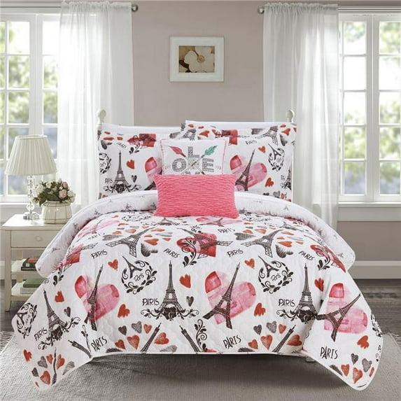 Chic Home BQS16089-US 4 Piece Aerienne Reversible Quilt Set - Multi Color, Twin &Twin XL Size