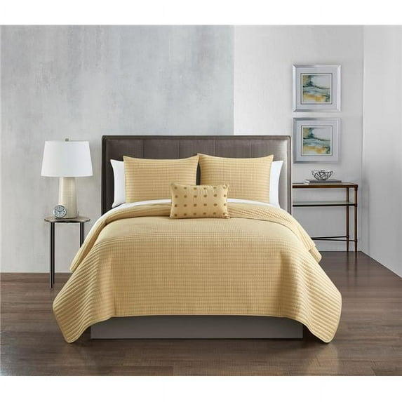 Chic Home BQS25609-US 4 Piece Kinley Quilt Set, Sand - Queen Size