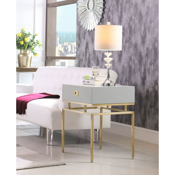 Chic Home Banchi Nightstand Side Table with Self Closing Drawer