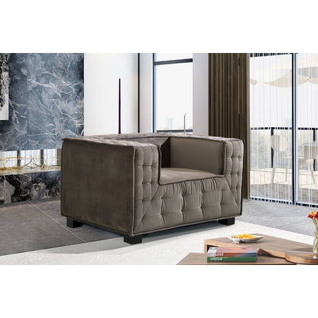 Chic Home Barnum Accent Club Chair Velvet Upholstered Tufted Wide Armrest Design