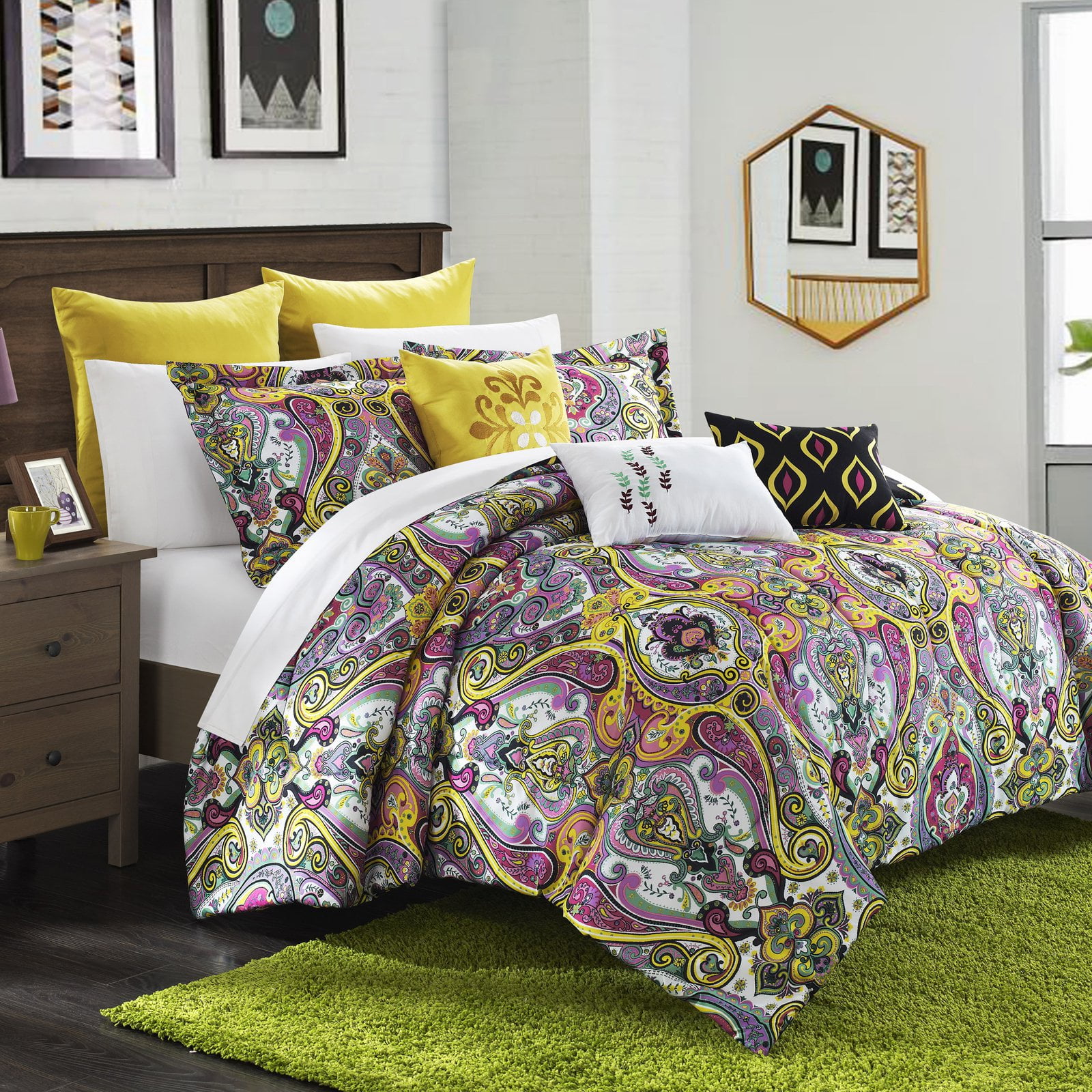 Chic Home Bombay 12Piece Reversible Patterned Comforter Set, King