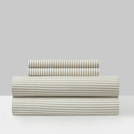 Chic Home Breanne 4-Piece Two-Toned Striped Patterned Sheet Set, King, Beige