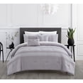 thumbnail image 1 of Chic Home Brice 7 Piece Comforter Set Pleated Embroidered Design Bed In A Bag - Sheet Set Decorative Pillows Sham Included, Twin, Lilac, 1 of 2