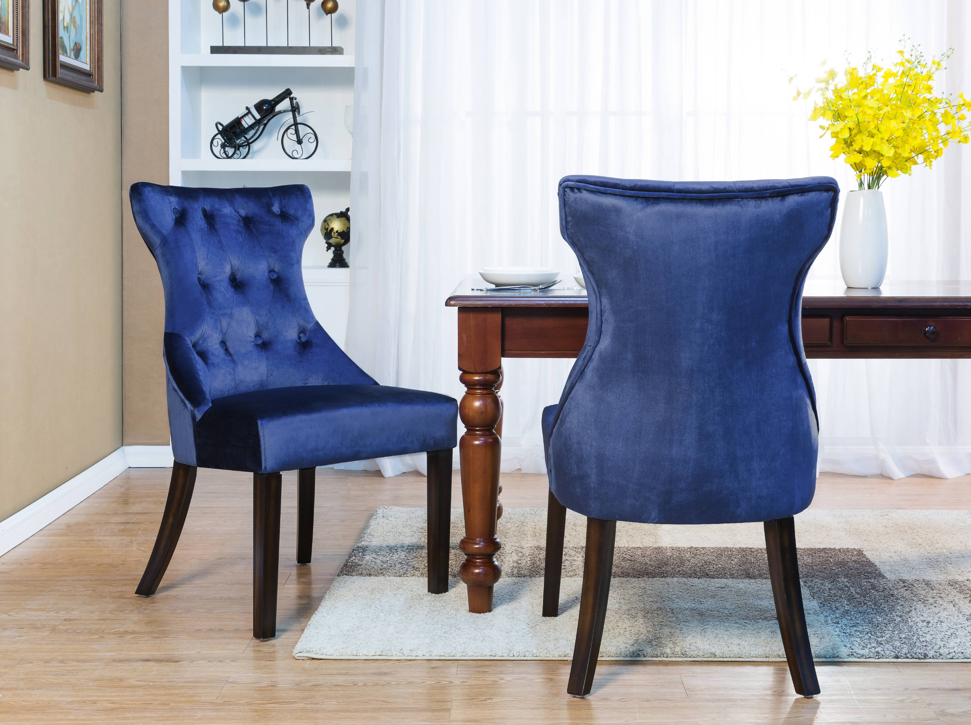 Chic Home Bronte Velvet Dining Chair with Espresso Wood Legs, Set of 2