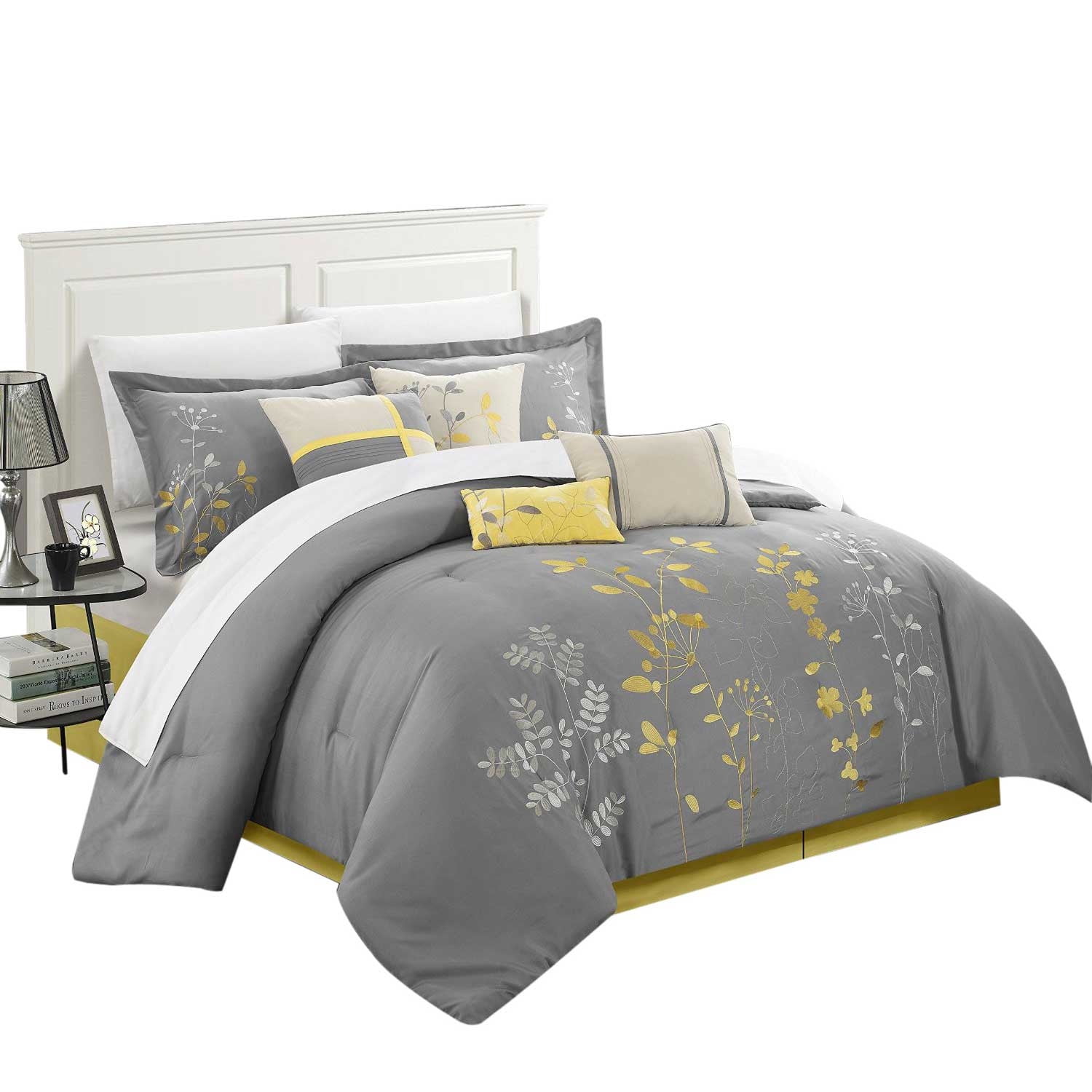 Chic Home Brooke Bliss Garden 12 Pieces Comforter Sheet Set Bed In A Bag -  King 110x90, Yellow - Walmart.com