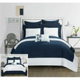 thumbnail image 1 of Chic Home CS0519-US Charlene Modern Two Tone Reversible Hotel Collection, Embellished Borders & Embroidery Decor Pillow Bed in a Bag Comforter Set with Sheets - Navy - King - 10 Piece, 1 of 1