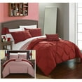 thumbnail image 1 of Chic Home CS2277-US Everly Pinch Pleated, Reversible Chevron Print Ruffled & Pleated Complete Comforter Set with Shams & Decorative Pillows - Brick - King - 4 Piece, 1 of 1