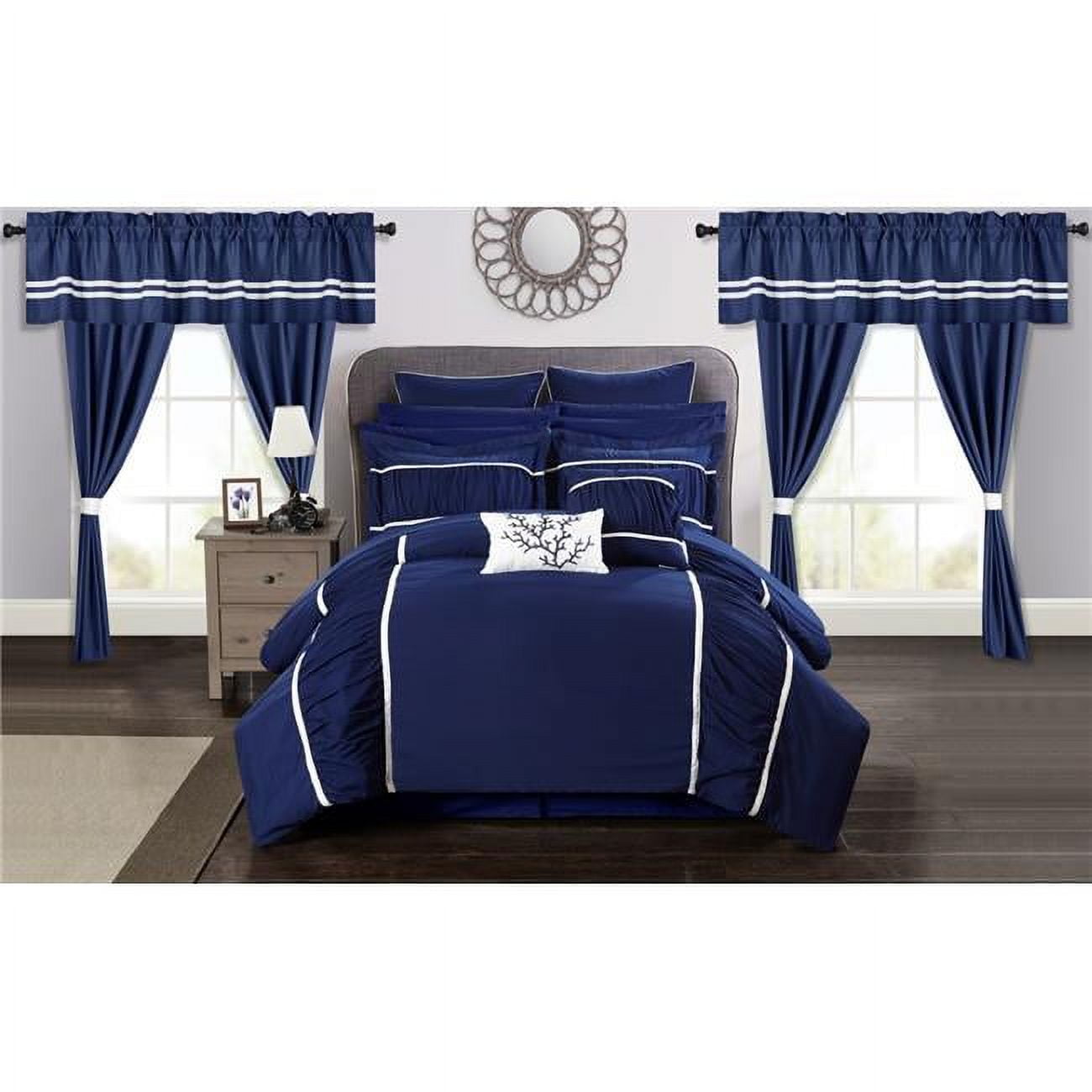 Chic Home CS3146US 24 Piece Whitney Complete Bedroom Pinch Pleat