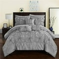 thumbnail image 1 of Chic Home CS3587-US Scofield Floral Pinch Pleat Ruffled Designer Embellished Bed in a Bag Comforter Set with Sheets - Grey - Queen - 10 Piece, 1 of 1