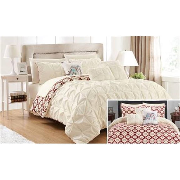Chic Home CS3976 Sisera Reversible Comforter Set, King Size - Beige, 10 Piece