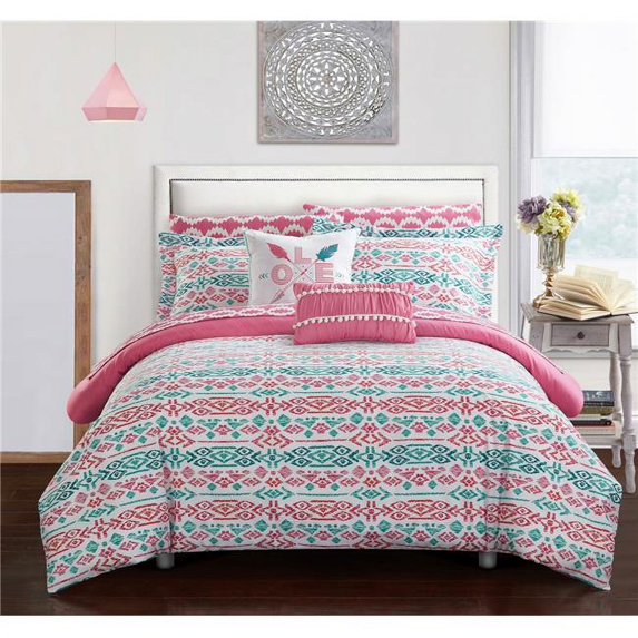 Chic Home CS4425-US Benilda Aqua Twin 7 Piece Comforter Set