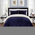 thumbnail image 1 of Chic Home CS5117-US Enzo Pinch Pleated Ruffled & Pin Tuck Sherpa Lined Bed in a Bag Comforter Set - Navy - King - 3 Piece, 1 of 1