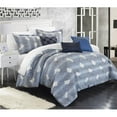 thumbnail image 1 of Chic Home CS5211-BIB-US 10 Piece Savoy New Luxury Jacquard Collection Textured Geometric Pattern with Embellished Decor Pillows King Bed in a Bag Comforter Set, Blue with White Sheets, 1 of 1