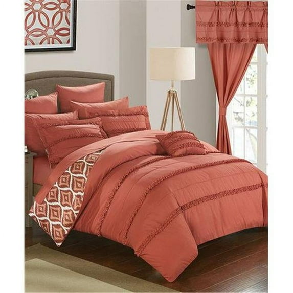Chic Home CS8151-US 20 Piece Rotem Reversible Geometric Quilted Design Comforter Bedding Set, Beige