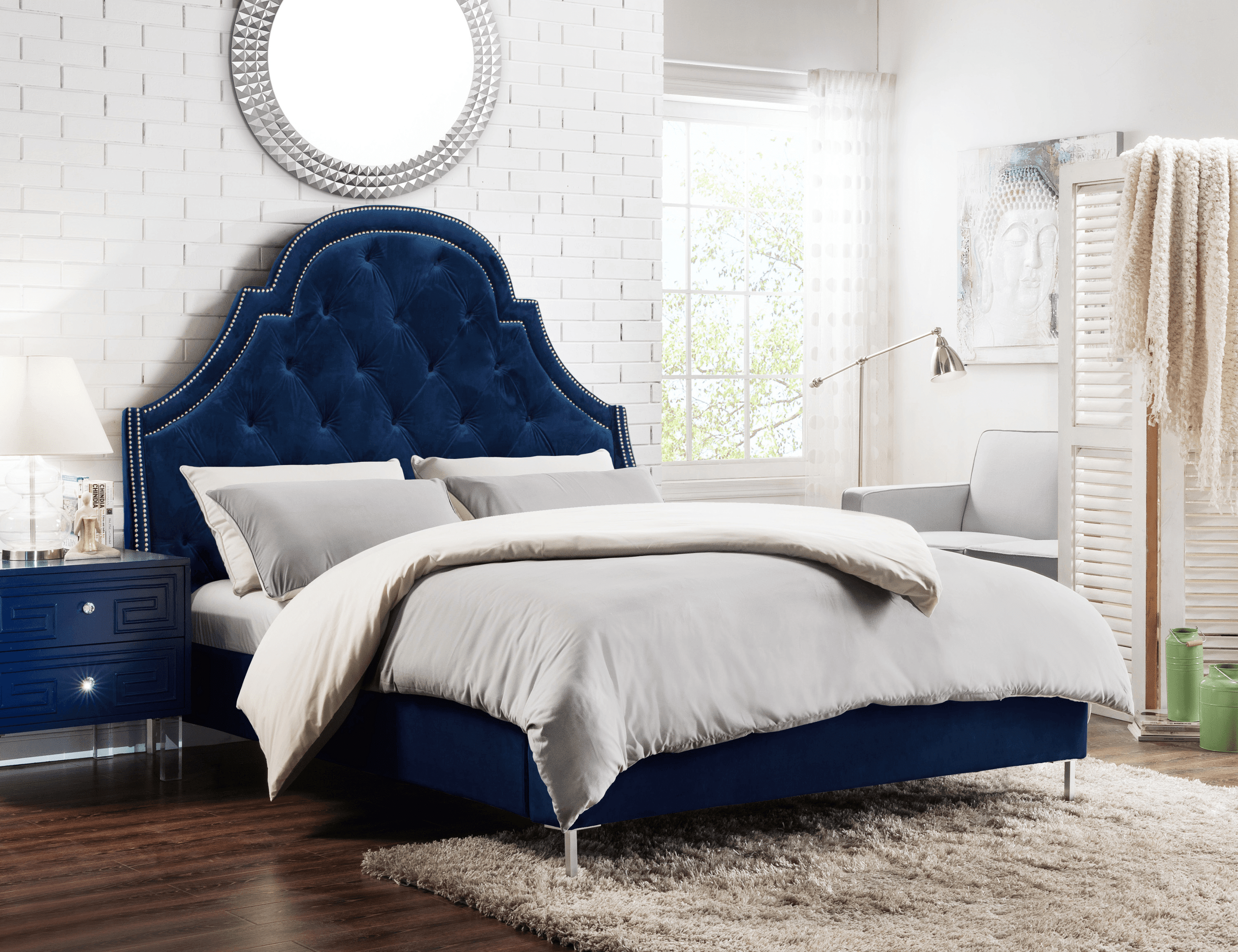 Chic Home Constantine Bed Frame Headboard Velvet Upholstered Chic Home Constantine Bed Frame Headboard Velvet Upholstered