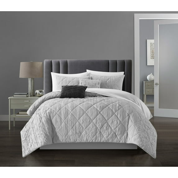 Chic Home Cuomo 9-Piece Geometric Comforter Set, King, Grey