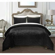 Chic Home Cynna 7-Piece Abstract Comforter Set, King, Black